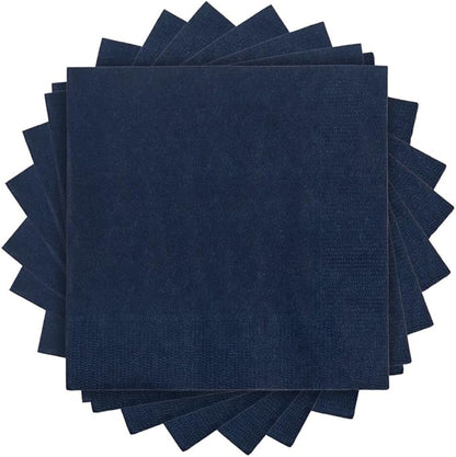 JAM PAPER Small Beverage Napkins - 5 x 5 - Navy Blue - 50/Pack