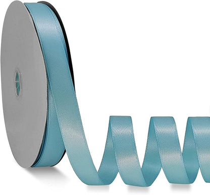 Light Blue Satin Ribbon Double Faced Satin 1/2 inch x 55 Yards Polyester Ribbon for Gift Wrapping Crafts Wedding Decoration Bows Ornaments Party Bouquet Floral Arrangement