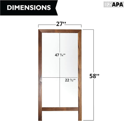 Ilyapa Wooden Dry Erase A Frame Sign - Magnetic Whiteboard Sidewalk Menu Board Outdoor - Menu Display for Restaurant, Food Truck - 58x27 inch - Brown