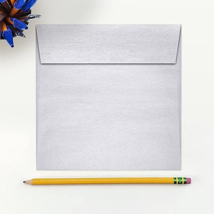 LUXPaper Square Invitation Envelopes | Peel & Press | 6" x 6" | Silver Metallic | 80lb. Text | 50 Qty