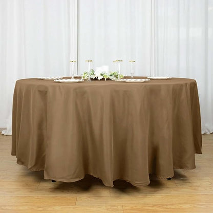 Efavormart Round Tablecloth, 108 Inch Stain & Wrinkle Resistant Washable Table Cloth, Decorative Polyester Fabric Table Cover for Banquet, Wedding, Dining- Taupe