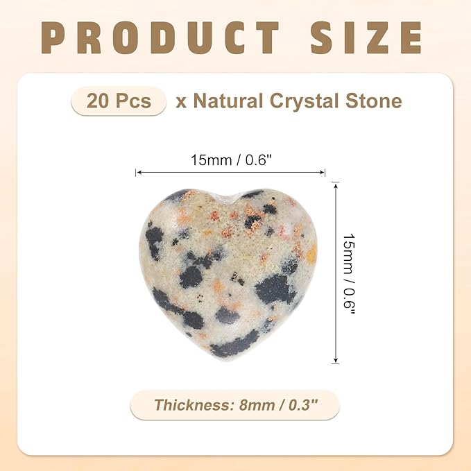 PATIKIL 20 Pcs Natural Heart Shaped Crystal Stone, 0.6 Inch Mini Polished Love Gemstone Crystal, Pocket Rock Engraved Worry Stones for Women Gifts Meditation, Spotted Black