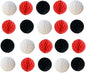 20pcs Honeycomb Flower Balls Party Honeycomb Balls Decoration Paper Flower Balls Tissue Paper Flower Ball Pom Poms Ball for Birthday Wedding Home Decor (6inch, White red Black)
