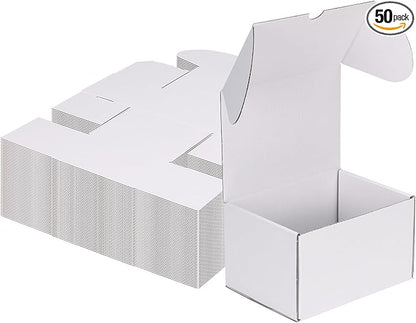 MEBRUDY 7x5x4 Inch Shipping Boxes Pack of 50, White Small Corrugated Cardboard Box for Mailing Packing Literature Mailer