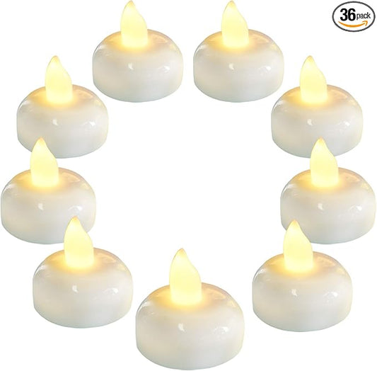 Homemory 36 Pack Flameless Floating Candles, Warm White Led Flickering Tealight Candles in Bulk, Decor for Wedding, Party, Centerpiece, Pool, Christmas