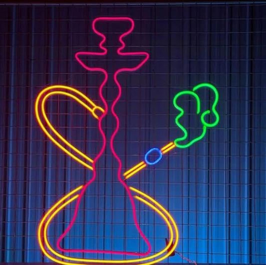 Shisha Hookah Neon Sign, Shisha Smoke Shop Led Sign, Custom Neon Sign, Bar Pub Wall Art, Shisha Lover Gift, Smoke Shop Man Cave Wall Decor Size:20in