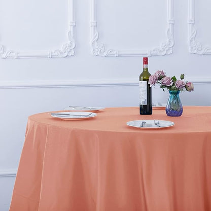 Ascoza 2pack 120 Inch Dusty Pink Round Tablecloth in Washable Polyester Fabric for Wedding/Banquet/Restaurant/Parties