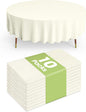 Pureegg Plastic Table Cloth Disposable 10 Pack, 84'' Round Table Cloths, Party, Wedding, Thanksgiving Decorations, Fall Tablecloths, Round, Beige Plastic Cover, Leakproof & Sturdy, Cream, Ivory