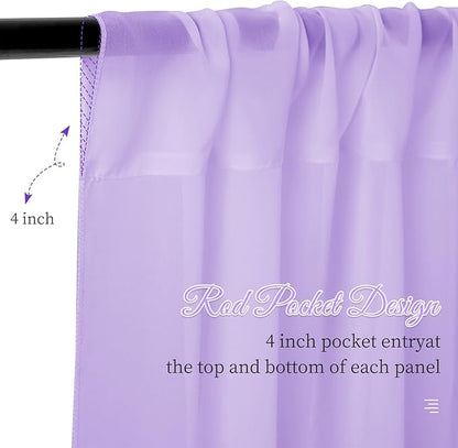 6 Panels Lilac Wedding Ceiling Drapes 5ftx20ft Ceiling Drapes Chiffon Fabric Arch Draping Sheer Curtains Soft Drapery Draping Wedding Ceiling Decorations for Party Ceremony Stage Swag