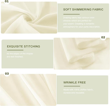 Wedding Arch Draping Fabric 29" x 18 FT Light Yellow Sheer Chiffon Outdoor Curtain Drapes for Wedding Birthday Party Ceremony Decor(2 Panels, Light Yellow)