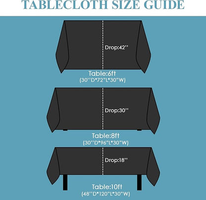 VidaFete 90 * 156inch 2pack Rectangle Table Cloth Polyester, Stain Wrinkle Resistant Dining Table Cover for Kitchen Dinning Party Wedding Rectangular Tabletop Buffet Decoration(Black)