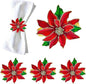 Poinsettia Napkin Rings Set of 6, Xmas Party Red Flower Napkin Holder Buckles, Thanksgiving Christmas Napkin Rings (Dark Red, One Size)