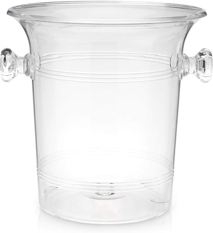 True Clear Acrylic Ice Bucket with Handles, 3-Liter Capacity, Durable Wine and Champagne Bucket, Perfect Ice Buckets for Parties, BBQs, Weddings, Picnics, Holidays, Outdoors, 8.75" x 8.25", Set of 1