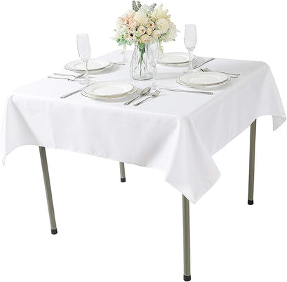 CupuamonSquare Tablecloth 70x70 inch Washable Polyester Fabric Table Cloth for Wedding Party Dining Banquet Decoration（70x70,White）