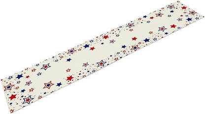 4th of July Table Runner, American Stars Patriotic Independence Day Table Runner for Indoor Outdoor Party Home Kitchen Dining Table Decor, Blue Red, 13x108inch