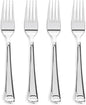 Prestee 100 Pack Silver Plastic Forks Heavy-Duty - Elegant Disposable Silverware Forks - Fancy Plastic Silver Cutlery Set - Heavyweight Utensils for Party, Holiday, and Events