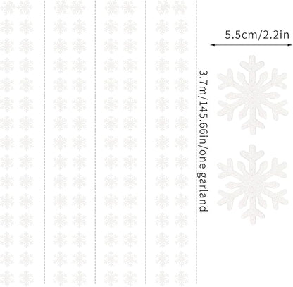 Snowflake-Snow White Christmas Party-Decoration Garland - 52ft Frozen Winter Wonderland Ornaments Hanging Paper Streamers,New Years Birthday Baby Shower Wedding Holiday Classroom Ceiling Decor Hugfond