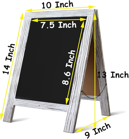 Rustic Whitewash Double Sided Chalkboard, 7.5"*8.6" Tabletop Stand, Small Countertop Chalkboard Easel with 8Pcs Liquid Chalk for Menu, Kitchen, Restaurants, Bar, Wedding and Home Decor