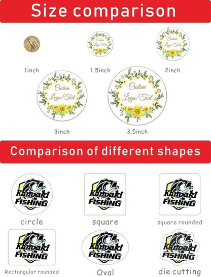 Personalized Custom Stickers Labels for Wedding Favors Birthday, Business Logo Customized Sticker.Waterproof, Fade & Heat Resistant and Cold Resistant. Pack of 100 to 1000. (Wreath 3, 6.5 Inch)