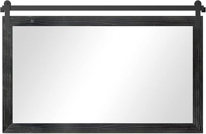 COGOOD Farmhouse Bathroom Mirror - 45 x 30 Large Rectangle Barn Door Mirror for Vanity, Bedroom, Living Room Wall Decor (Black)