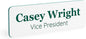 ExcelMark Custom Name Tag - Engraved Name Badge with Pin or Magnetic Backing, 16 Colors, 6 Fonts, and 2 Sizes to Choose from (White w/Pine Green Letters, 1"x 3")