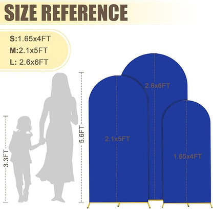 MODFUNS Arch Backdrop Stand and Cover Set 4&5&6ft Gold Arch Stand Royal Blue Arches Backdrop Cover Metal Weddding Arched Frame with Covers for Wedding Party Baby Shower Event Decor