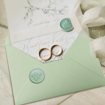 50 Pack 5x7 Envelopes Letter Size, Green A7 Envelopes Self Seal for Wedding Invitation, Envelope 5.4x7.6 for Greeting Cards, Photos, Baby Shower, Graduation, Thank You Cards, Announcements