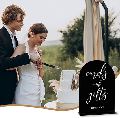Black Cards and Gifts Sign, Wedding Engagement Bridal Shower Baby Shower Party Decor for Reception Reception, Weddings Acrylic Sign