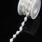 PEARLY JUN 2 Yards Pearl Rhinestone Trim Chain Silver Crystal Fringe Diamond Applique Ribbon String Tassel Strip for Sewing Wedding Dress Crafting Crafts Flower Embellishments