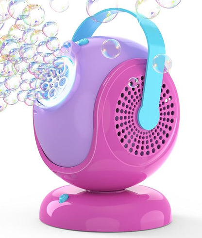 Bubble Machine, Automatic 360° Rotation & 75° Adjustment Bubbles Blower for Kids, Toddlers, Bubble Toys with LED Light - Gifts for Girls 1+ Year Old, Halloween, Outdoor, Birthday, Party