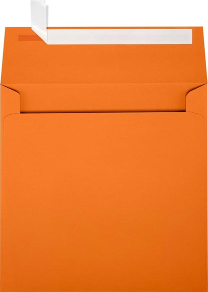 LUXPaper Square Invitation Envelopes | Peel & Press | 6 1/2" x 6 1/2" | Mandarin Orange | 80lb. Text | 50 Qty