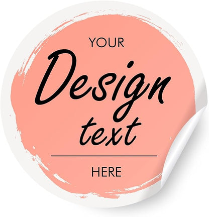 Custom Stickers - Personalized Labels with Heart Design, Pink, 100 Circle Labels (3.5"x3.5") for Business, Scrapbook, All Ages