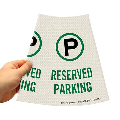 SmartSign 6-Pack 'Reserved Parking' Reflective Cone Message Sleeve Collar with Symbol, 360-Degree Visibility, Vinyl Signs for Traffic Safety Cones, 3-Side Print [Cone Not Included]