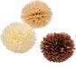WEVEN Tissue Pom Poms Tissue Paper Flowers Tissue Fluff Balls Party Decorations 12-Inch Pack of 12 (Brown, Khaki, Ivory)