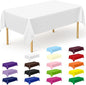 QZYL 12 Packs Disposable White Plastic Table Cloths, 54 X 108 Inches Dining Table Cloth, Plastic Tablecloths for Rectangle Tables, Quick Setup and Cleanup for Parties Picnic, Wedding and Outdoor