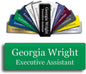 Custom Engraved Name Tag 1" x 3" Personalized Badge Magnetic or Pin Backing Made in The USA by Gem Awards (Green)