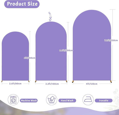 7.2FT Lavender Arch Backdrop Cover - Polyester Fitted Wedding Arch Stand Covers Round Top Chiara Arch Backdrop Cover for Birthday Party Banquet Photo Background Decoration