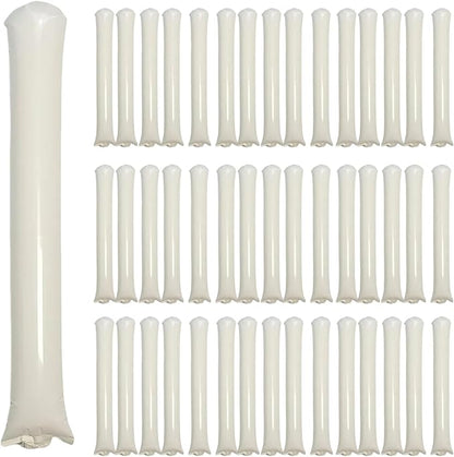 48pcs Round Head Boom Sticks Thunder Sticks Cheering Sticks Team Spirit Plastic Cheerleading Spirit Stick Clapper Inflatable Noise Maker Sports Supply (White)