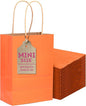 qiqee 24 Pcs Orange Mini Paper Gift Bags with Handles 6"x4.5"x2.5" Small Brown Kraft Party Favor Bags Treat Bags Multiple Uses (Mini size)