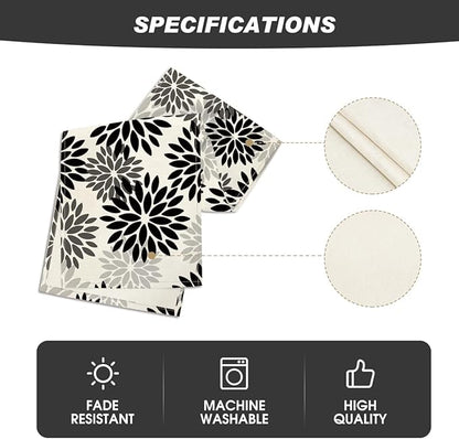 Artoid Mode Black Dahlia Floral Pinnata Halloween Table Runner, Fall Autumn Kitchen Dining Table Decoration for Home Party Decor 13x72 Inch