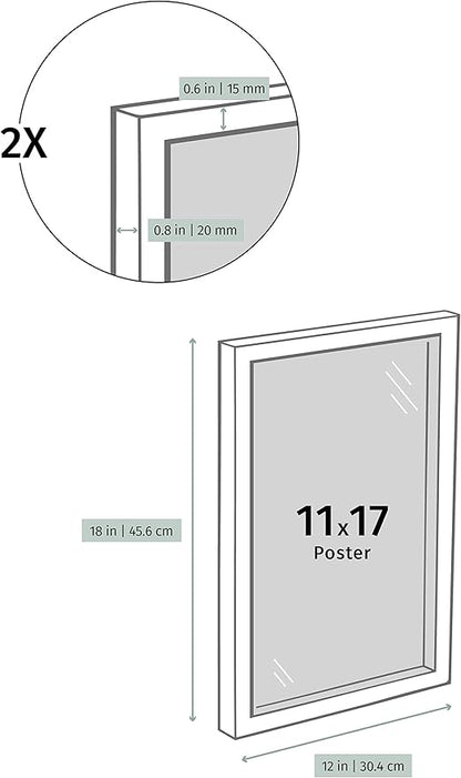 Opposite Wall - 11x17 in - White Solid Oak Wood Picture Frame - Lightweight, Versatile & Shatterproof - Wall Hanging Poster or Photo Frame - Wall Decor for Office, Gallery & Home