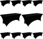 10-Pack 4ft Black Spandex Table Covers for Rectangular Folding Tables - Wrinkle Resistant Stretch Tight Table Cloths - Fitted Table Protector for Parties, Trade Shows, Banquet, and Wedding