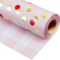 Burymento Red Gold Dots Wrapping Paper, Reversible Pink Lattice Design Gift Wrap for Baby Shower, Birthday, Valentines, Mothers day, Graduation, Wedding, Fathers day, Christmas (17 Inch X 32.8 Feet)