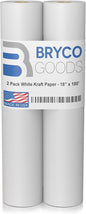 Bryco Goods 18”x1200” (100’) White Kraft Paper Roll - Pack of 2 - Easel Paper for Arts & Crafts, Floor Covering, Packaging, Gift Wrapping, Bulletin Boards - Made in The USA