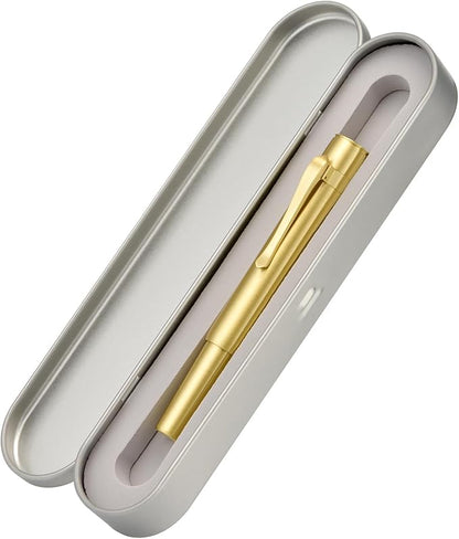Hongdian M2 Black Forest Mini Fountain Pen, Long Blade Nib & Sleek Shape Brass Short Pocket Travel Pen (Glossy Brass)