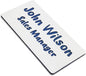 Custom Engraved Name Tag Badges for Business, Personalized Identification with Pin, Magnetic, Adhesive, or Blank Backing, 1.5"x3", White/Blue Text