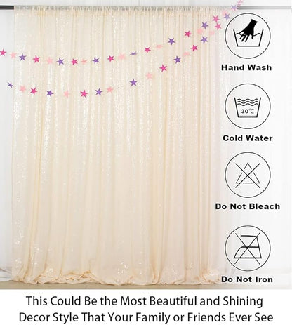 ShinyBeauty 20ftx10ft Sequins Fabric Backdrop Curtain-Ivory Backdrop for Photoshoot Beige Glitter Backdrop for Parties Ivory White Photo Backdrop Wedding Decoration