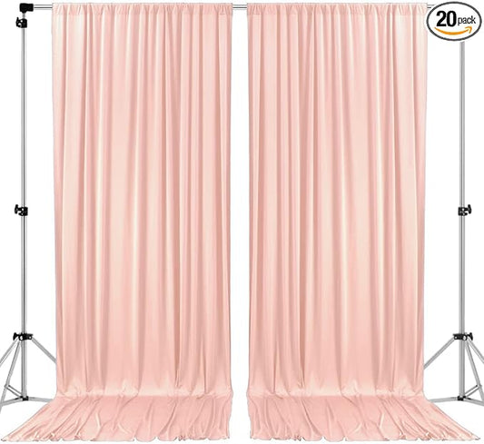 AK TRADING CO. 10 feet Wide x 12 feet Long IFR Polyester Backdrop Drapes Curtains Panels with Rod Pockets - Wedding Ceremony Party Home Window Decorations - (Blush) (Pack of 20)