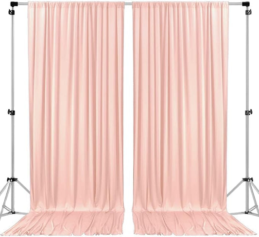 AK TRADING CO. 10 feet x 10 feet Polyester Backdrop Drapes Curtains Panels with Rod Pockets - Wedding Ceremony Party Home Window Decorations - Blush Pink (DRAPE-5x10-BLUSH)