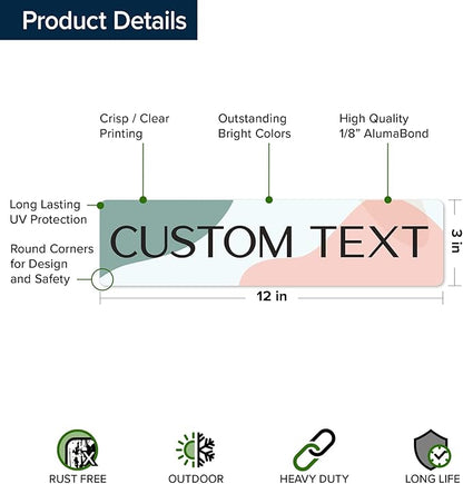 Custom Sign, Christmas Gift Custom Street Sign, 11 Font Colors, 13 Font Styles, 4 Hole Options, 22 Sizes, 3x12 Inches, Rust Free DiBound, Fade Resistant, Made in USA by My Sign Center (Minimalist)